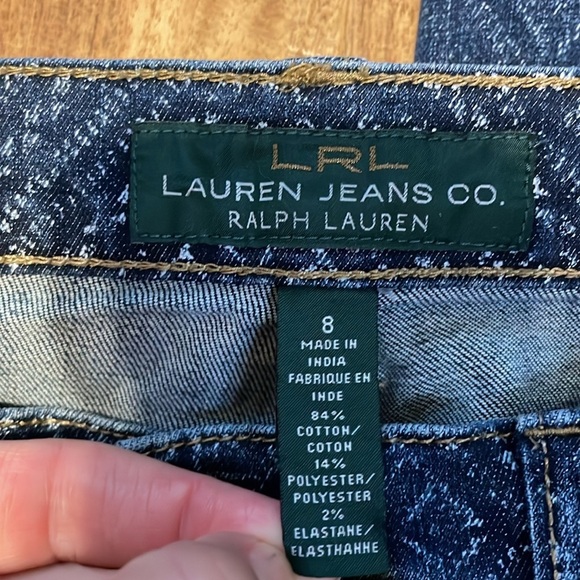 Ralph Lauren womens jeans 8 31 Blue white Pattern design stretch skinny mid rise - Picture 6 of 7